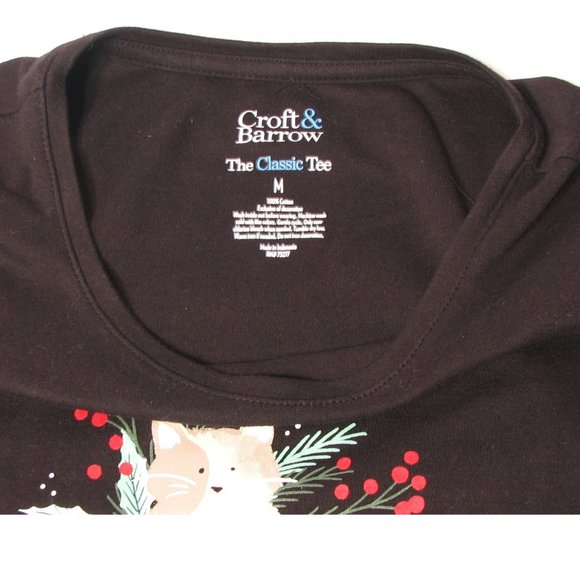 Christmas T Shirt Long Sleeve Kitten Cat Stocking Holly Berries New With Tags - Picture 4 of 4